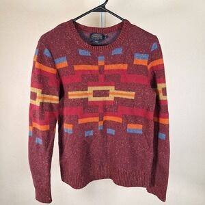 Pendleton Womens Southwestern Aztec Speckled Wool Double Sided Sweater Small